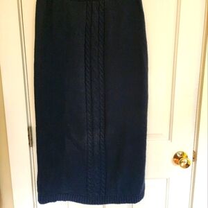 Vintage Carroll Reed navy cotton cable knit maxi skirt winter size xl